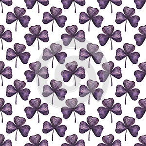 Purple shamrock seamless pattern