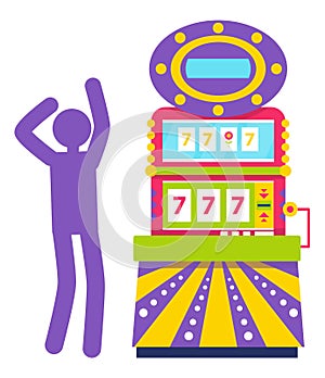 Purple Silhouette of Man, Slot Machine Vector