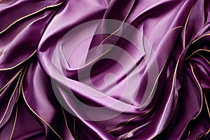 Purple silk fabric folds background. Digital illustration