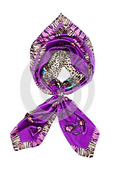 Purple silk scarf, isolate