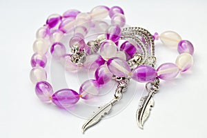 Purple and silver beads sequenced, short rosary, tespih tesbih