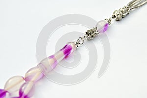 Purple and silver beads sequenced, short rosary, tespih tesbih