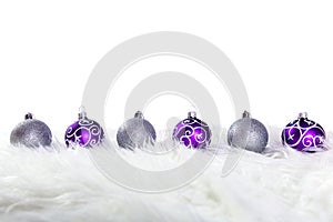 Purple and silver christmas baubles