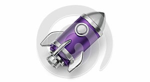 Purple and Silver Rocket Ship 3D Render