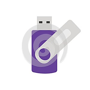 Purple small Flash drive (USB memory) icon Flat illustration