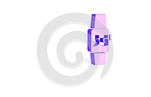 Purple Smart watch 5G new wireless internet wifi icon isolated on white background. Global network high speed connection