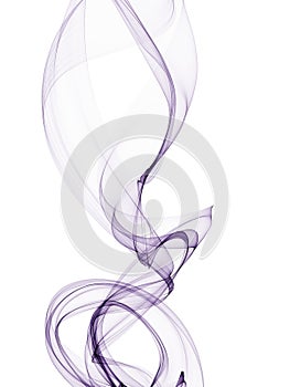 Purple smoke wave curves isolated on white abstract