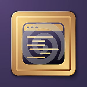 Purple Software, web developer programming code icon isolated on purple background. Javascript computer script random