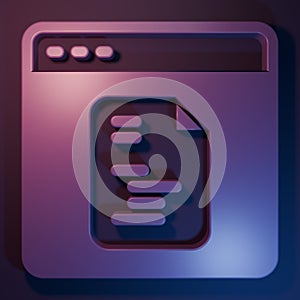 Purple Software, web developer programming code icon isolated on purple-blue background. Javascript computer script