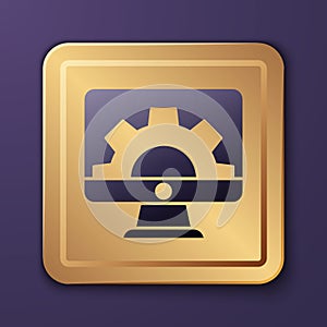 Purple Software, web development, programming concept icon isolated on purple background. Programming language and