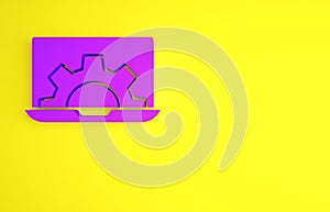 Purple Software, web development, programming concept icon isolated on yellow background. Programming language and
