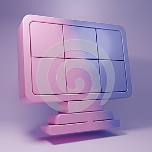 Purple Solar energy panel icon isolated on purple background. Minimalism concept. 3D render illustration