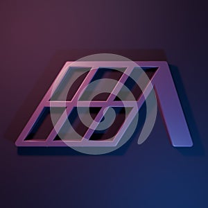 Purple Solar energy panel icon isolated on purple-blue background. Minimalism concept. 3D render illustration