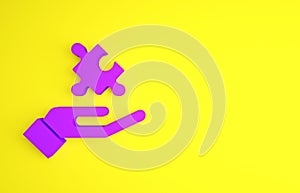 Purple Solution to the problem in psychology icon isolated on yellow background. Puzzle. Therapy for mental health