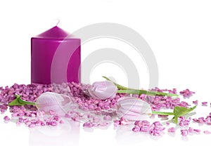 Purple spa treatment still life