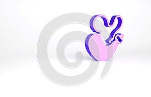 Purple Spanish wineskin icon isolated on white background. Minimalism concept. 3d illustration 3D render photo