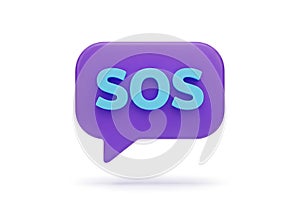 Purple speech bubble with sos message