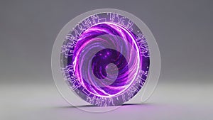 Purple spiral data flow in 3d edge computing visualization