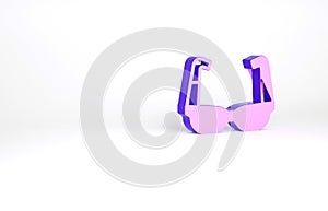 Purple Sport cycling sunglasses icon isolated on white background. Sport glasses icon. Minimalism concept. 3d