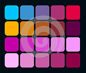 a purple square color swatch on a black background, a purple and pink square with a purple and pink square pantone