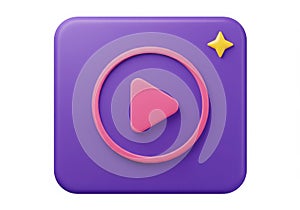Purple square with play button and star
