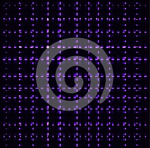 Purple squares, crossing abstract pipes, metal pieces, dark background