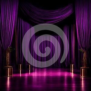 Purple stage curtain - ai generated image