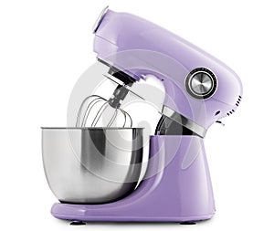 Purple stand kitchen mixer isolated on white background