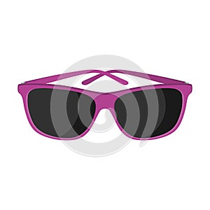 Purple sunglasses. Isolated on white. Vector flat illustration