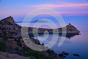 Purple sunset at Cape Kapchik in the Novyi Svet National Park