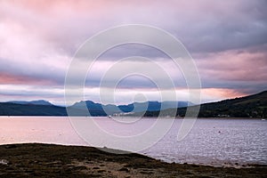 Purple Sunset at the Gare Loch, Scotland, UK