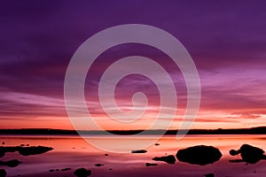 Purple sunset over sea