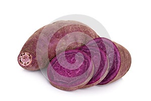 purple sweet potato or yam isolated on white