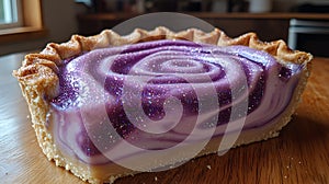 Purple swirl pie, kitchen table, dessert