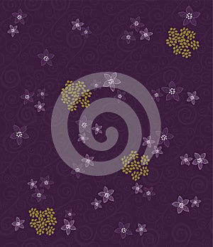 Purple swirls and flowers wallpaper