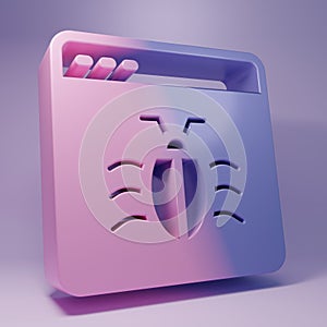 Purple System bug concept icon isolated on purple background. Code bug concept. Bug in the system. Bug searching