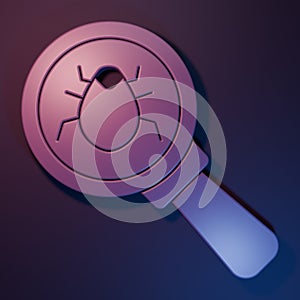 Purple System bug concept icon isolated on purple-blue background. Code bug concept. Bug in the system. Bug searching