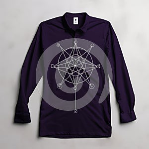 Purple Shirt With White Geometric Pattern - Occultist Draftsman Style