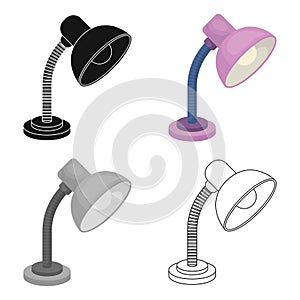 Purple table lamp. Light for making lessons .School And Education single icon in cartoon style vector symbol stock