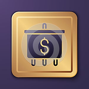 Purple Target with dollar symbol icon isolated on purple background. Investment target. Successful business concept