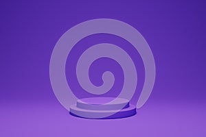 Purple theme 3D rendering minimal concept double cylinder pedestal or podium for product showcase display