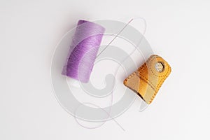 Quilting Essentials: Sewing Thread, Needle and leather thimble