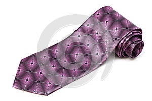 Purple tie on white background