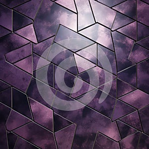 Purple Tile Mosaic In Hyperspace Noir Style: Grit, Grain, And Symmetry