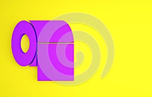 Purple Toilet paper roll icon isolated on yellow background. Minimalism concept. 3d illustration 3D render