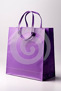 Purple tones paper bag mock-up isolated on white.