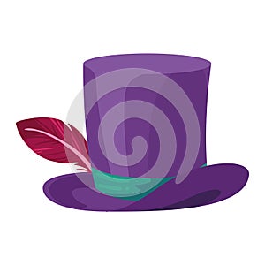 purple tophat with feather