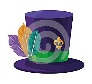 purple tophat with feathers