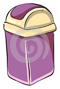 Purple trash can, illustration, vector