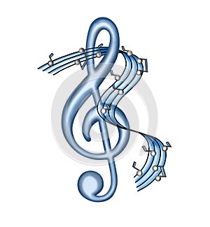 Purple Treble Clef with Music Notes